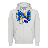 Dove Grey Down Syndrome Ribbon Zipper Hoodie - CowhideDigitalArt