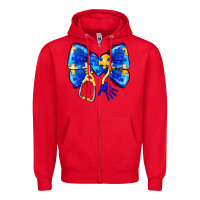 Red Down Syndrome Ribbon Zipper Hoodie - CowhideDigitalArt