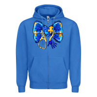 True Royal Down Syndrome Ribbon Zipper Hoodie - CowhideDigitalArt