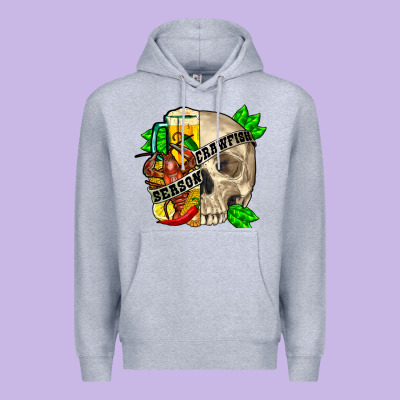 Skull Crawfish Season Premium Hoodie Designed By Fadigitalartstudio