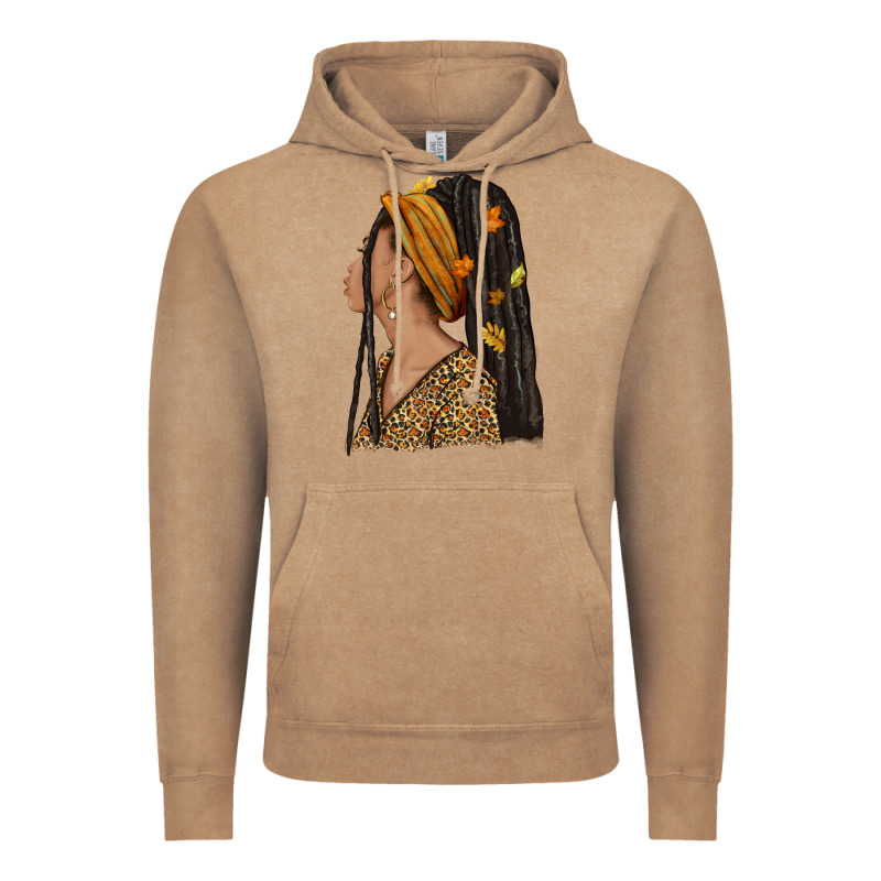 Fall Afro Woman Vintage Hoodie by NancyCooperArtShop | Teevron