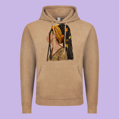 Fall Afro Woman Vintage Hoodie Designed By Nancycooperartshop