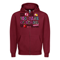 Burgundy 100 days of school Zipper Hoodie - LillyAllenDesigns