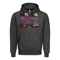 Charcoal Heather 100 days of school Zipper Hoodie - LillyAllenDesigns