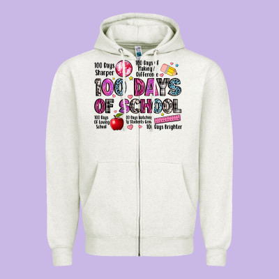 100 Days Of School Zipper Hoodie Designed By Lillyallendesigns