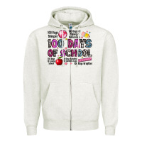 Oatmeal Heather 100 days of school Zipper Hoodie - LillyAllenDesigns