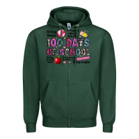 Sports Green 100 days of school Zipper Hoodie - LillyAllenDesigns