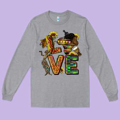 Love Juneteenth Africa Long Sleeve Tee Designed By Cowgirlartshop