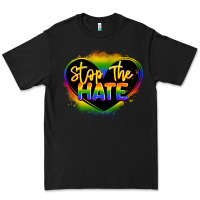 Black stop the hate pride lgbtq heart Premium Tee - LillyAllenDesigns