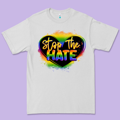 Stop The Hate Pride Lgbtq Heart Premium Tee Designed By Lillyallendesigns