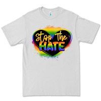 Dove Grey stop the hate pride lgbtq heart Premium Tee - LillyAllenDesigns