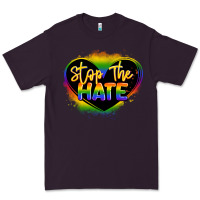 Plum stop the hate pride lgbtq heart Premium Tee - LillyAllenDesigns