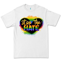 White stop the hate pride lgbtq heart Premium Tee - LillyAllenDesigns