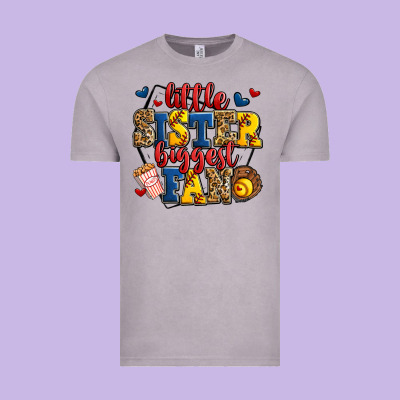 Little Sister Biggest Fan Softball Vintage Tee Designed By Jasminsmagicworld