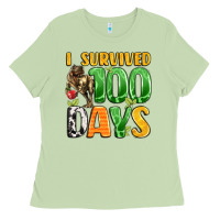 Matcha dinosaur 100day celebration Ladies Tee - LillyAllenDesigns