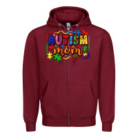 Burgundy autism mom Zipper Hoodie - LillyAllenDesigns