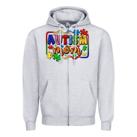 Heather Grey autism mom Zipper Hoodie - LillyAllenDesigns