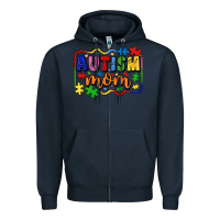 Navy autism mom Zipper Hoodie - LillyAllenDesigns