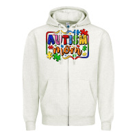 Oatmeal Heather autism mom Zipper Hoodie - LillyAllenDesigns
