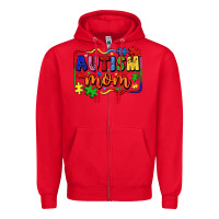 Red autism mom Zipper Hoodie - LillyAllenDesigns