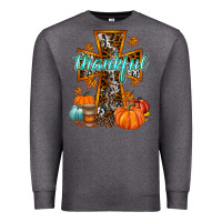 Charcoal Heather thankful cross Premium Sweatshirt - RacoonDesign