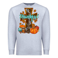 Heather Grey thankful cross Premium Sweatshirt - RacoonDesign
