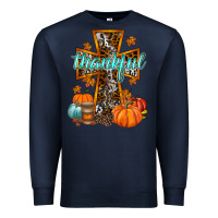 Navy thankful cross Premium Sweatshirt - RacoonDesign