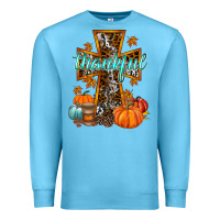 Ocean Blue thankful cross Premium Sweatshirt - RacoonDesign