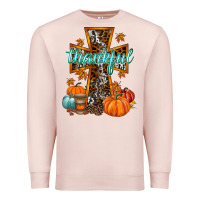 Pale Pink thankful cross Premium Sweatshirt - RacoonDesign