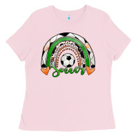 Bubblegum Pink Soccer Rainbow Ladies Tee - RanaPortraitStore