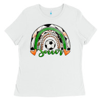 White Soccer Rainbow Ladies Tee - RanaPortraitStore