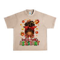 Santa's Favorite Assistant Afro Messy Bun Urban Heavy Tee | Teevron