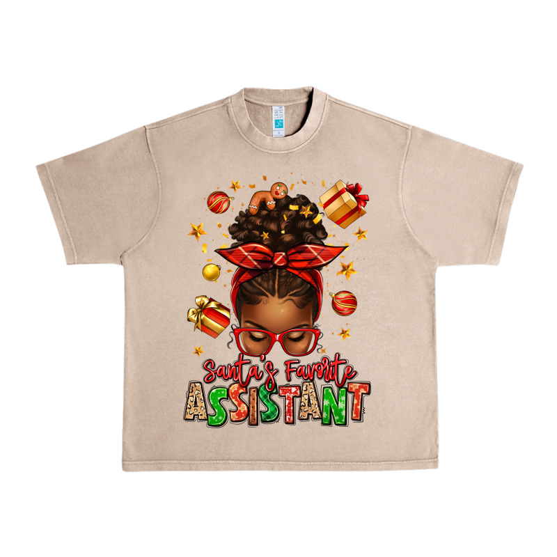 Santa's Favorite Assistant Afro Messy Bun Urban Heavy Tee by texasbilliewilder | Teevron