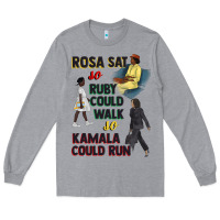 Heather Grey rosa sat so ruby could walk so kamala could run juneteenth Long Sleeve Tee - CowGirlArtShop