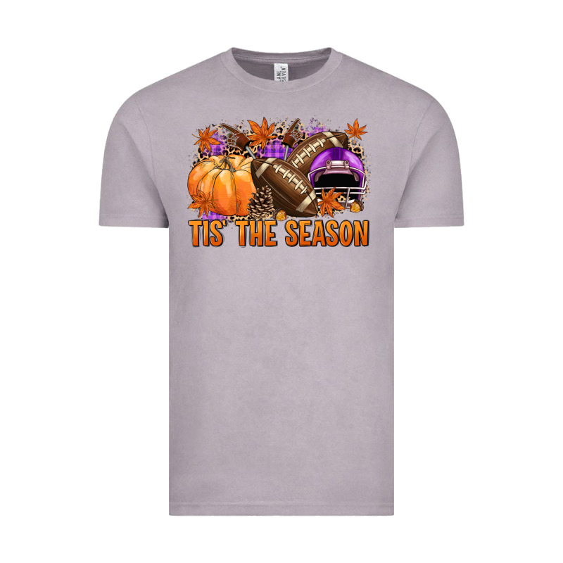 Tis' The Season Football Purple Helmet Vintage Tee by NancyCooperArtShop | Teevron