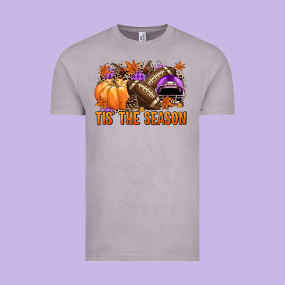 Tis' The Season Football Purple Helmet Vintage Tee Designed By Nancycooperartshop