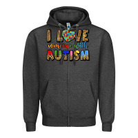 Charcoal Heather i love someone with autism Zipper Hoodie - LillyAllenDesigns