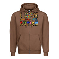 Chestnut i love someone with autism Zipper Hoodie - LillyAllenDesigns