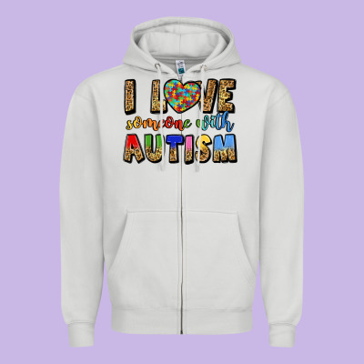 I Love Someone With Autism Zipper Hoodie Designed By Lillyallendesigns