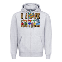 Heather Grey i love someone with autism Zipper Hoodie - LillyAllenDesigns