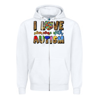 White i love someone with autism Zipper Hoodie - LillyAllenDesigns