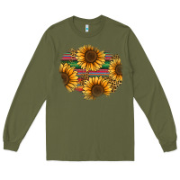 Army Green sunflower leopard serape patch Long Sleeve Tee - Jasminsmagicworld
