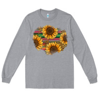 Heather Grey sunflower leopard serape patch Long Sleeve Tee - Jasminsmagicworld