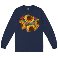 Navy sunflower leopard serape patch Long Sleeve Tee - Jasminsmagicworld