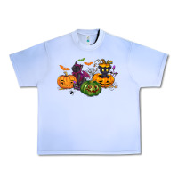 Grape Ice Black cat and pumpkin Urban Heavy Tee - NancyCooperArtShop