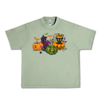Oil Green Black cat and pumpkin Urban Heavy Tee - NancyCooperArtShop