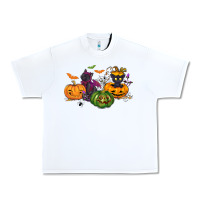 White Black cat and pumpkin Urban Heavy Tee - NancyCooperArtShop