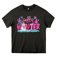 Asphalt hello winter pink snowman Heavy Core Tee - MaliasSmallBusiness