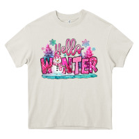 Cream hello winter pink snowman Heavy Core Tee - MaliasSmallBusiness