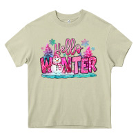 Mossy hello winter pink snowman Heavy Core Tee - MaliasSmallBusiness